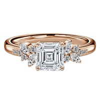 Bague de fiançailles en or massif 10K 14K 18K avec diamant de laboratoire taille Asscher 2 carats, halo floral et pierres latérales marquise, certifiée IGI CVD/HPHT
