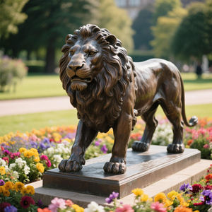 Özel yapılmış büyük cilalı bronz ayakta aslan heykeli el oyması modeli açık bahçe süs ev dekorasyon - Product Image 2