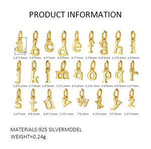 مجوهرات فواماي البسيطة الفضية اللامعة ، دلايات حروف أولية ، معلقات أبجدية لشخصية لصنع ديي - Product Image 4