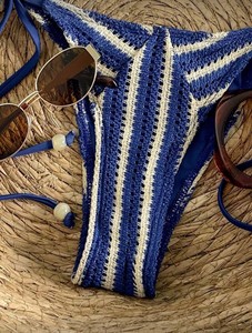 Nouveau style 2026 – Maillot de bain deux pièces sexy en maille tricotée à rayures, avec bandeau et sans bretelles - Product Image 2