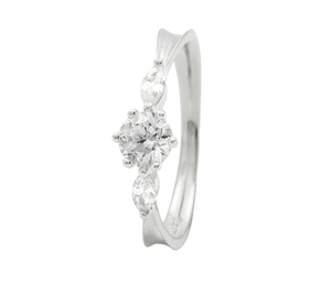 Anillo de Compromiso Romántico de Plata de Ley Chapado en Platino con Circonita Cúbica AAAA para Mujer, Engaste de Garras, Diseño Solitario para Boda - Product Image 1