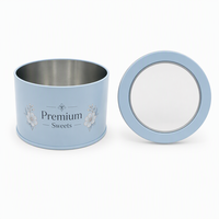 Boîte ronde en fer blanc pour bonbons avec couvercle transparent pour biscuits, emballage cadeau, impression personnalisée, OEM, ODM, vente en gros, approvisionnement en vrac