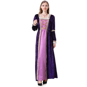Robe longue élégante de style Renaissance pour femme, en velours violet, pour jeu de rôle et spectacle, collection Printemps 2025 - Product Image 5