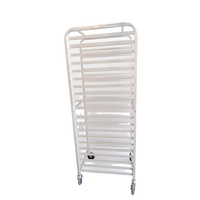 Chariot de transport professionnel en alliage d'aluminium argenté pour plaques de cuisson 20x26x69 pouces, léger, manuel, pour boulangerie, pizzeria, hôtel, restaurant, OEM