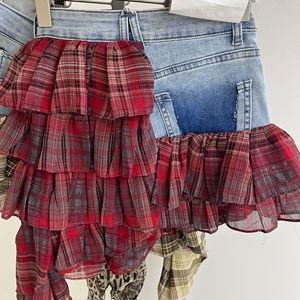 GX-2026 New Leopard-print Patched Denim <strong>Skirt</strong> Girl Gangster <strong>Frilly</strong> Cake <strong>Skirt</strong> Short <strong>Skirt</strong> - Product Image 4
