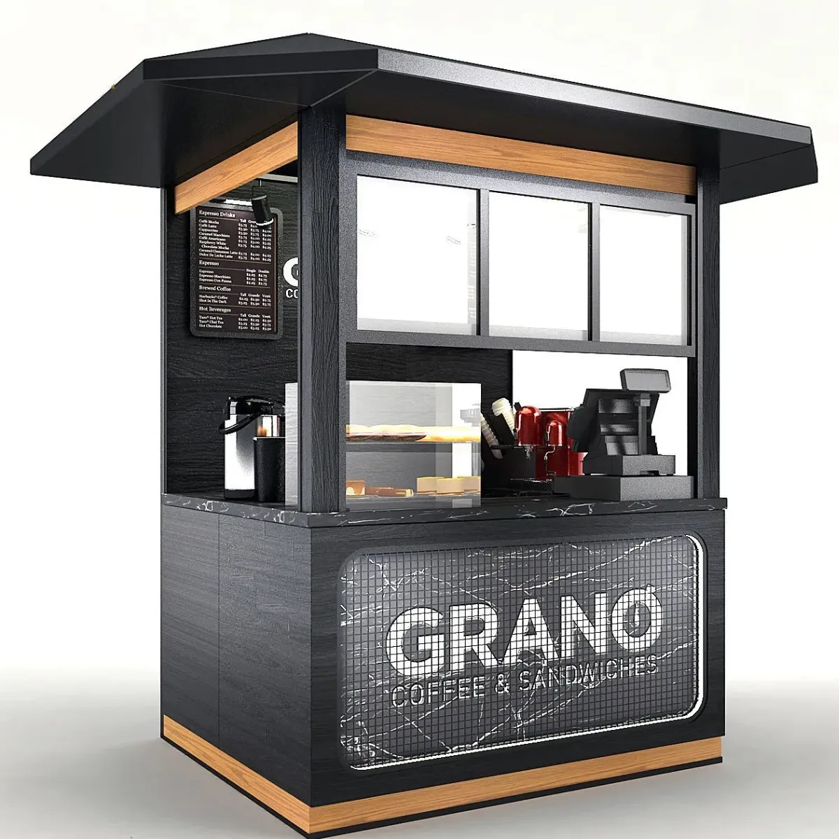 Outdoor Cafe Retail Booth Coffee Closed Bar Metal Expresso Outside Selling Kiosk