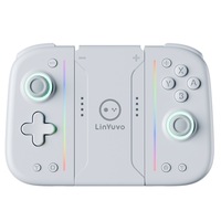 LinYuvo Switch Joy Cons Boutons mécaniques avec couverture arrière en caoutchouc Lumières colorées Fonction macro Contrôleur de jeu BT
