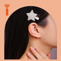 Barrette à cheveux en argent 925 avec moissanite pleine pavé, coupe brillante en forme d'étoile, accessoire de cheveux tendance et luxueux pour femmes et filles, mariage