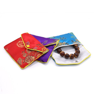 Bolsa de embalaje de joyería al por mayor con cremallera, bordada, estilo antiguo, para guardar collares, pulseras, pendientes y anillos - Product Image 4