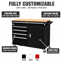 Armoire à outils industrielle roulante avec plateau en bois massif, 5 tiroirs, roulettes robustes, personnalisable OEM/ODM pour garage de réparation automobile et atelier