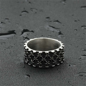 Starry <b>Ring</b> Men's Stainless Steel Five Pointed Star Retro Punk Style Jewelry Gift <b>Silver</b> Color 26089 - Product Image 5