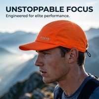 Casquette Trail Camp 5 panneaux Orange Néon 4UGEAR Réfléchissante à Visière Plate avec Cordon Élastique Légère pour Activités de Plein Air Hommes Femmes