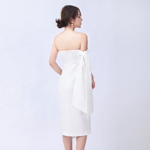 Style Chic Dames Élégantes Mode Blanc Tube Haut Epaule Dénudée Mince Banquet Robe Moulante - Product Image 5
