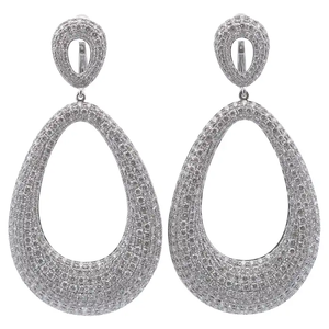 Pendientes de latón Arest con baño de oro y circonitas cúbicas microincrustadas en forma de gota para mujer - Product Image 1