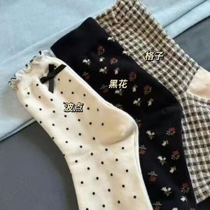 Women Mid-Calf <b>Socks</b> Polka Dots Breathable Sweat Absorbing Polyester Fiber Youth Size - Product Image 3