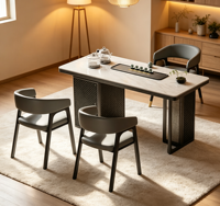 Ensemble de table à thé de luxe avec armoire de rangement grande capacité, bureau en pierre frittée pour salle d'affaires professionnelle