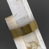 Lampadaire en albâtre moderne nordique laiton luxueux trois cylindres en marbre pour hôtel cuisine salon