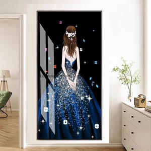 Art mural sur toile pour <span class=keywords><strong>chambre</strong></span> à coucher, robe décorative étoilée et scintillante, <span class=keywords><strong>peinture</strong></span> en porcelaine cristal pour dame à la mode moderne - Product Image 6