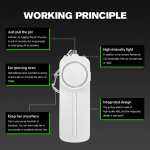 إنذار نسائي, جهاز دفاع عن النفس ، يعمل ببطارية AAA ، مضاد للهجوم ، صوت آمن ، إنذار شخصي للنساء - Product Image 3