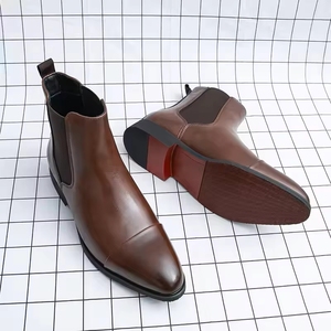 Botas de Moda Negras de Lujo para Hombre, Suela Roja, de Cuero, Estilo Business, Punta en Pico, Sin Cordones, Envío Directo - Product Image 2