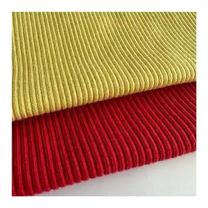 Haute qualité tricoté 60% coton 40% polyester femmes portent tissu côtelé solide CVC tissu côtelé pour sweats à capuche manchette et col