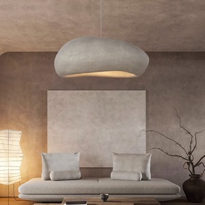 Lustre LED réglable en hauteur de style japonais Wabi-Sabi, design nordique, pour l'éclairage du salon à la maison - Product Image 2