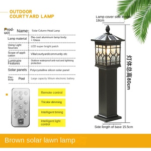 IP65 étanche LED lampe de pelouse colonne décorative cour éclairage corps en alliage d'aluminium moulé sous pression canal - Product Image 4