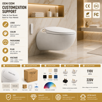 Siège de toilette intelligent à chauffage automatique, design moderne, fixation murale, réservoir d'eau intégré, télécommande, siphon en P, modèle 2026