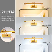 Lampe murale LED dorée rechargeable 4000 mAh pour salle de bain, luminaire mural dimmable pour miroir intérieur