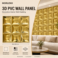 Panneau mural 3D en PVC effet miroir doré MORLENX, mosaïque carrée convexe, carrelage décoratif pour l'intérieur des bijouteries et les réceptions