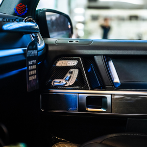 Cubierta de embellecedores de puerta interior de coche clase <span class=keywords><strong>G</strong></span> W463A 2019 + G500 G63 cubiertas de puerta interior embellecedores interiores de fibra de carbono embellecedores de manija Placa de carbono - Product Image 6