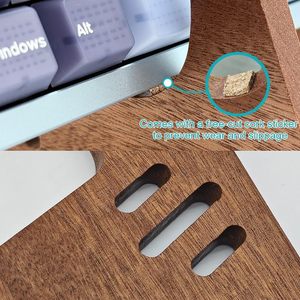 Wooden Double Layer <b>Keyboard</b> Stand Height Adjustable Storage Rack Desktop Organizer For <b>Electronic</b> Products - Product Image 3