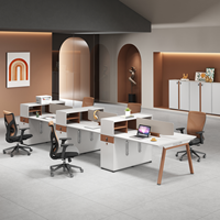 Poste de travail de bureau moderne modulaire pour 2 personnes avec écran, tiroir verrouillable, boîte à câbles, structure en acier, bureau pour personnel en open space