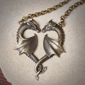 New Alloy Material Dragon Pendant Necklace <b>Heart</b>-shaped Symbol of love Pendant Jewelry Pendant Necklace Accessories - Product Image 3