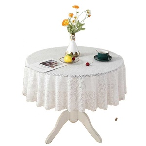 Tovaglia Rotonda in Pizzo da 180cm, per Tavoli Piccoli, Stile Scandinavo Retrò, Bianca, per Sala da Pranzo, Tavolo da Dessert Trendy - Product Image 1