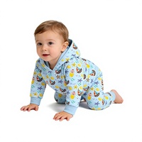 Ensemble pyjama à capuche deux pièces long pour enfants en fibre de bambou et élasthanne respirant, personnalisation transfrontalière directe usine