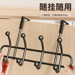 Organizador de ropa con ganchos para colocar detrás de la puerta, estante de almacenamiento montado en la pared sin necesidad de taladrar para dormitorio, baño, cocina, entrada. - Product Image 5