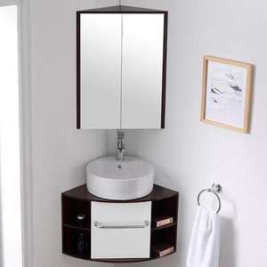 Small <b>Unit</b> <b>Corner</b> Hanging Type Single <b>Bathroom</b> Vanity with Smart Mirror - Product Image 4