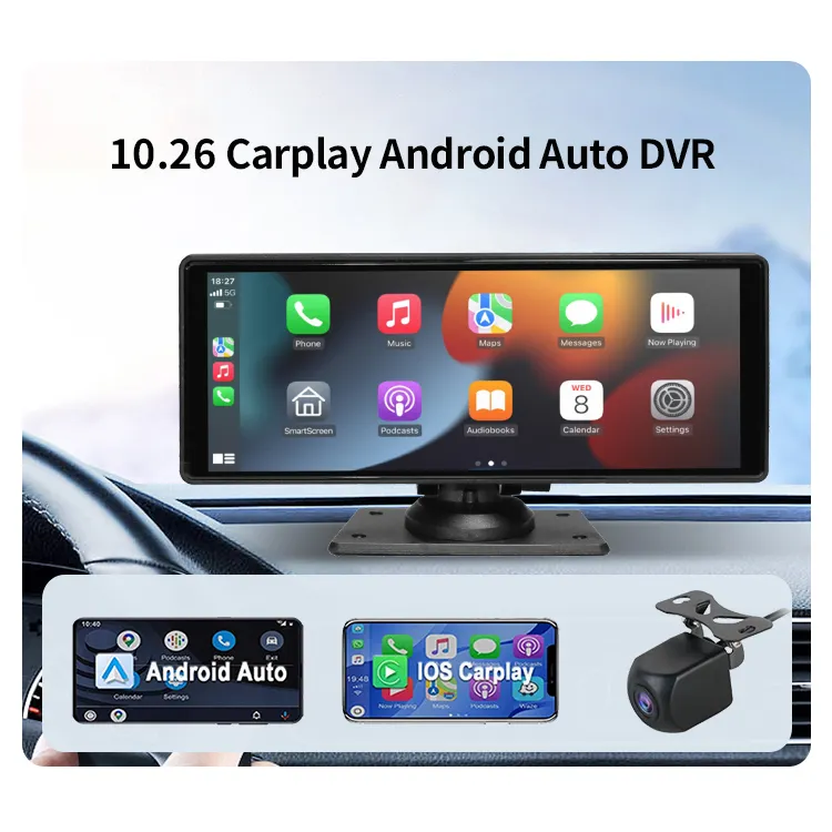 Portable Carplay Screen Car Camera Android Auto DVR Electronics 4K 10.26 Inch Wireless BT Reverse Display Car Video Recorder