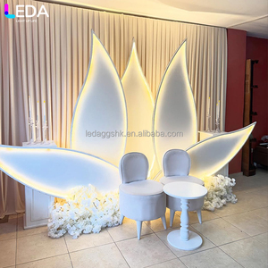 LEDA Indoor Outdoor Event Classic Modern Simple White Lotus Acrylic LED <b>Backdrop</b> for Wedding - Product Image 1