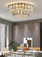 Luminaires de plafond ronds en cristal, lustres LED de luxe en or de haute qualité pour hôtels, salons et chambres.
