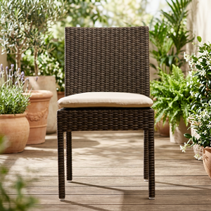Chaise de jardin en rotin avec coussin, style tropical, mobilier d'extérieur, design durable avec pieds coniques - Product Image 3