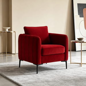 Modern Velvet Accent <strong>Chair</strong> Upholstered Single Sofa Armchair Metal Legs Removable Cushion <strong>Reading</strong> <strong>Chair</strong> for Living Room Hotel - Product Image 1