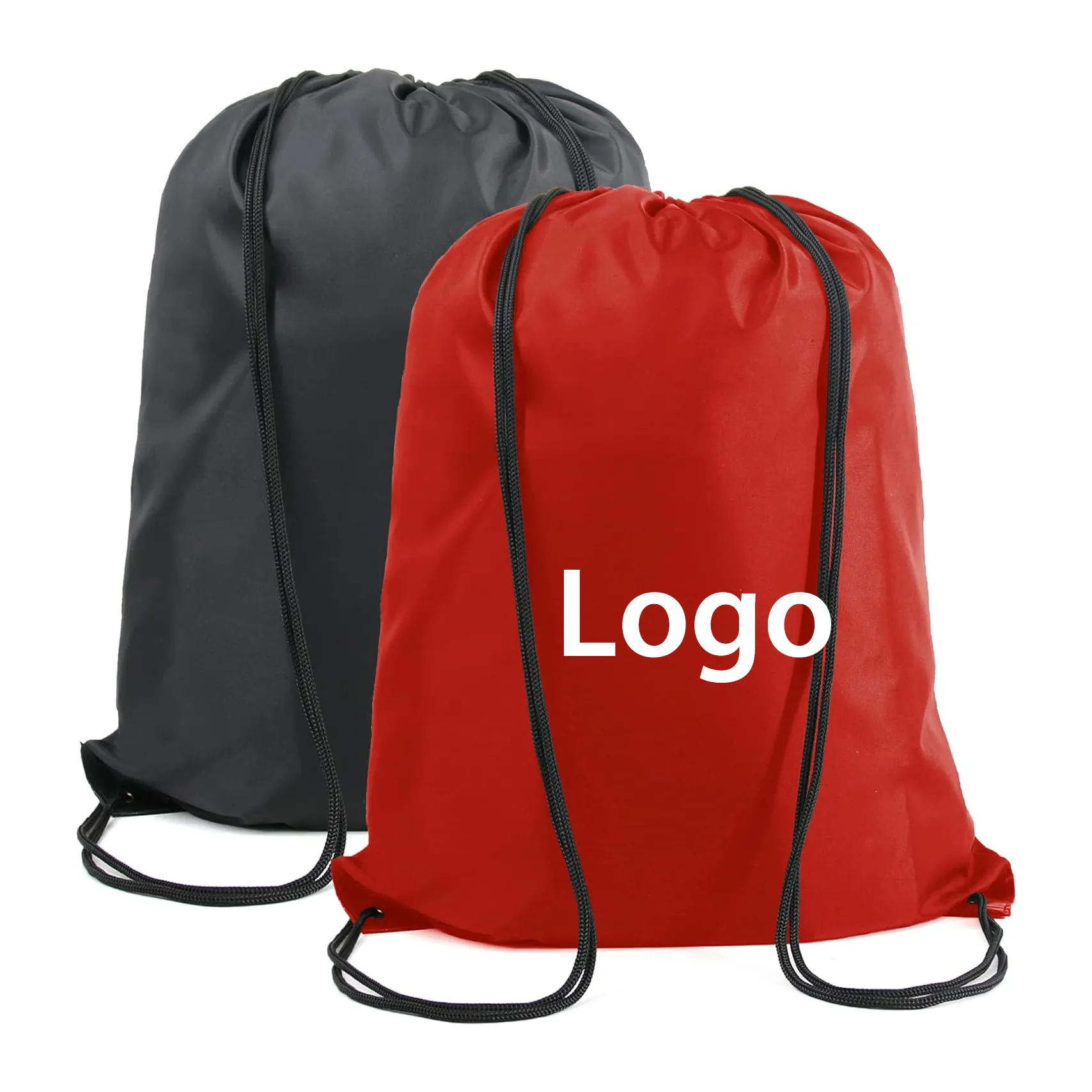 High Quality Sports Clothes Shoes Storage Recycled Backpack Polyester Blue Custom Drawstring Bags With Logo