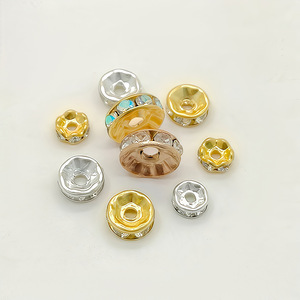 Electroplated Gold Silver Micro Inlaid Diamond <b>Ring</b> Spacers Cubic Zirconia Round Loose Beads DIY Jewelry Accessories - Product Image 4