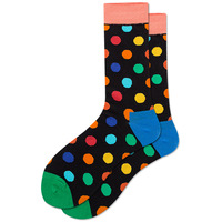 Chaussettes Jacquard en Coton 200N à Grands Pois Colorés avec Poignets Contrastants, Motif à Pois Multicolores, Style Business Décontracté Vintage pour Hommes