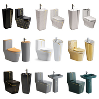 Ensemble de meuble-lavabo de salle de bain au design moderne, à poser au sol, avec armoires à miroir, articles sanitaires, toilettes suspendues classiques, lavabo