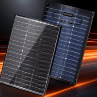 Panel Solar Bifacial de 100W 12V con Marco Negro, Panel de Vidrio de Alta Eficiencia Tipo N para Techo de Autocaravana, Marina, Camping, Cabaña, Barco