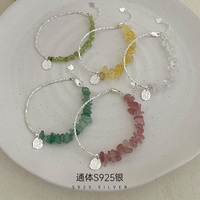 925 argent Sterling Citrine blanc cristal Aventurine fraise Quartz péridot Bracelet pour femmes filles bijoux fins