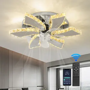 60W ABS 7 lames télécommande a mené des ventilateurs de plafond avec le plafonnier en cristal
